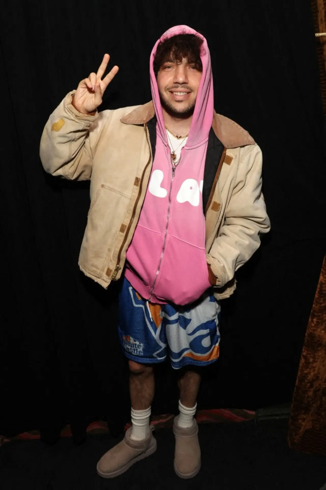 Musician Benny Blanco arrived for the party all happy in a rather casual and colourful look